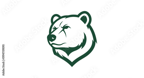 Green bear head logo illustration.