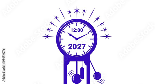 New Year Clock Face Illustration.