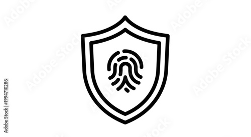 Shield with fingerprint icon for digital security and authentication