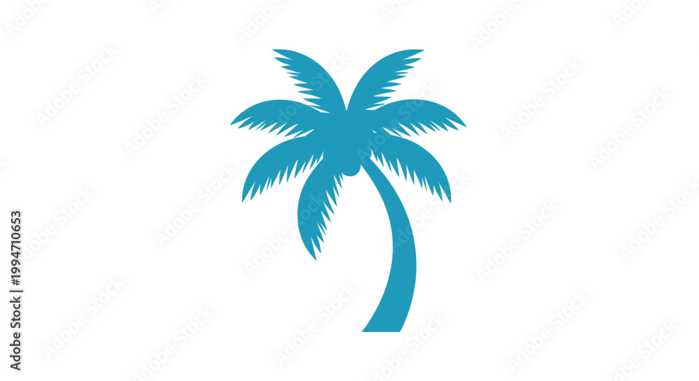 Obraz premium Teal Palm Tree Single Tropical Icon.