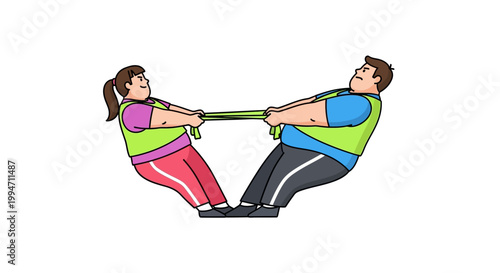 Two People Engaged in a Competitive Tug of War.