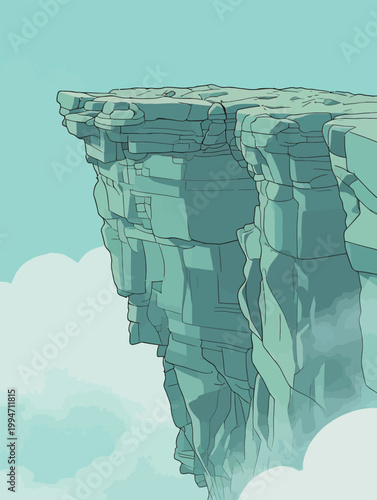 A Steep Turquoise Cliff Above the Clouds