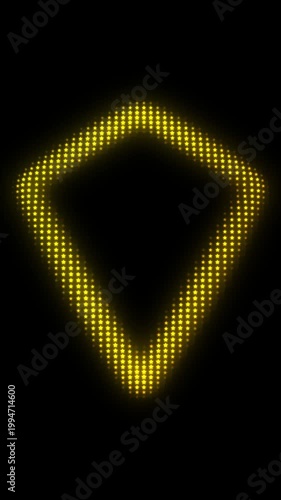 Golden Inverted Triangle Pyramid Frame With Breathing Animation, Glowing Star Particles on Dark Background, Pulsing Geometric Shape Border, 4K Seamless Loop, Vertical