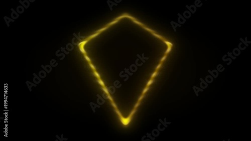Golden Inverted Triangle Pyramid Frame With Scanner Effect Animation, Digital Dot Particles on Dark Background, Golden Scanning Dot Grid Geometric Shape, 4K Seamless Loop