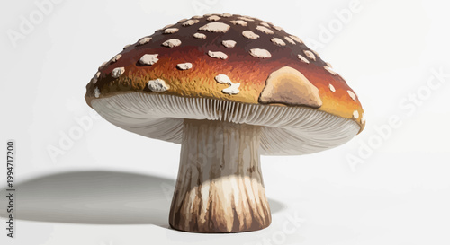 Red Spotted Mushroom Illustration on Clean White Background