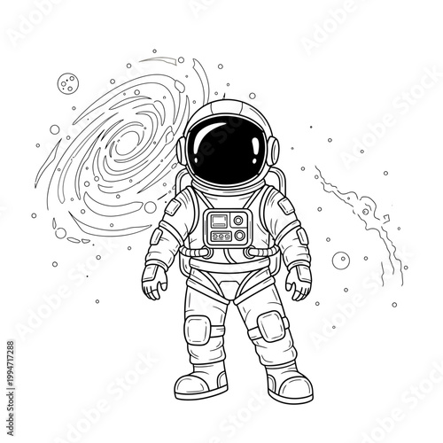Astronaut in Space Suit Standing Alone.