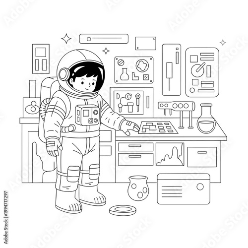 Astronaut in Space Suit Standing.