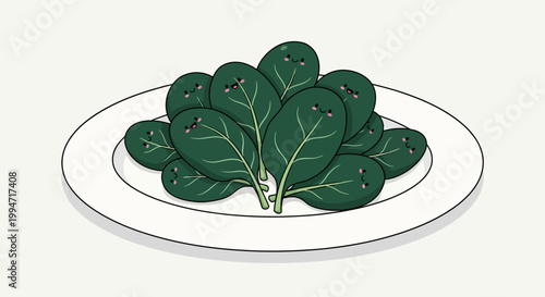 Cute spinach leaves smiling on a plate