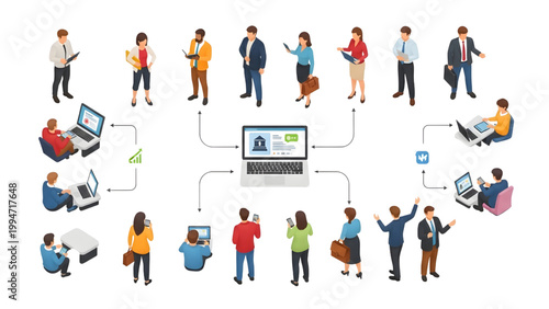 Top View Human Activity System Flow of Digital Banking Transaction Process Vector Set Isolated on White Background