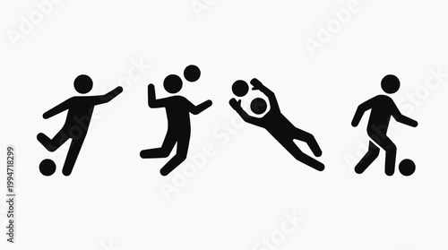 Soccer Football Player Action Pictograms Set