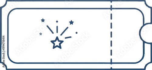 Lucky ticket, winning starburst, blue vector icon, starry effect, prize symbol