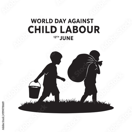 Children carrying burdens on world day against child labor