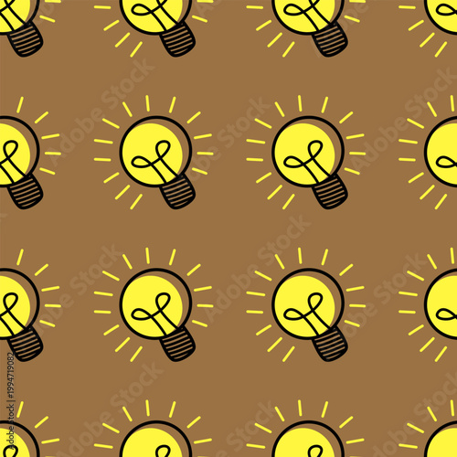 Seamless pattern with light bulbs