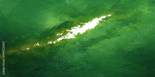 Abstract green grunge background with rays reflecting on a clear aqua water surface with deep blue ocean waves