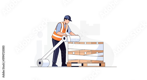 A worker in safety gear applies warehouse safety procedures while operating a pallet jack.