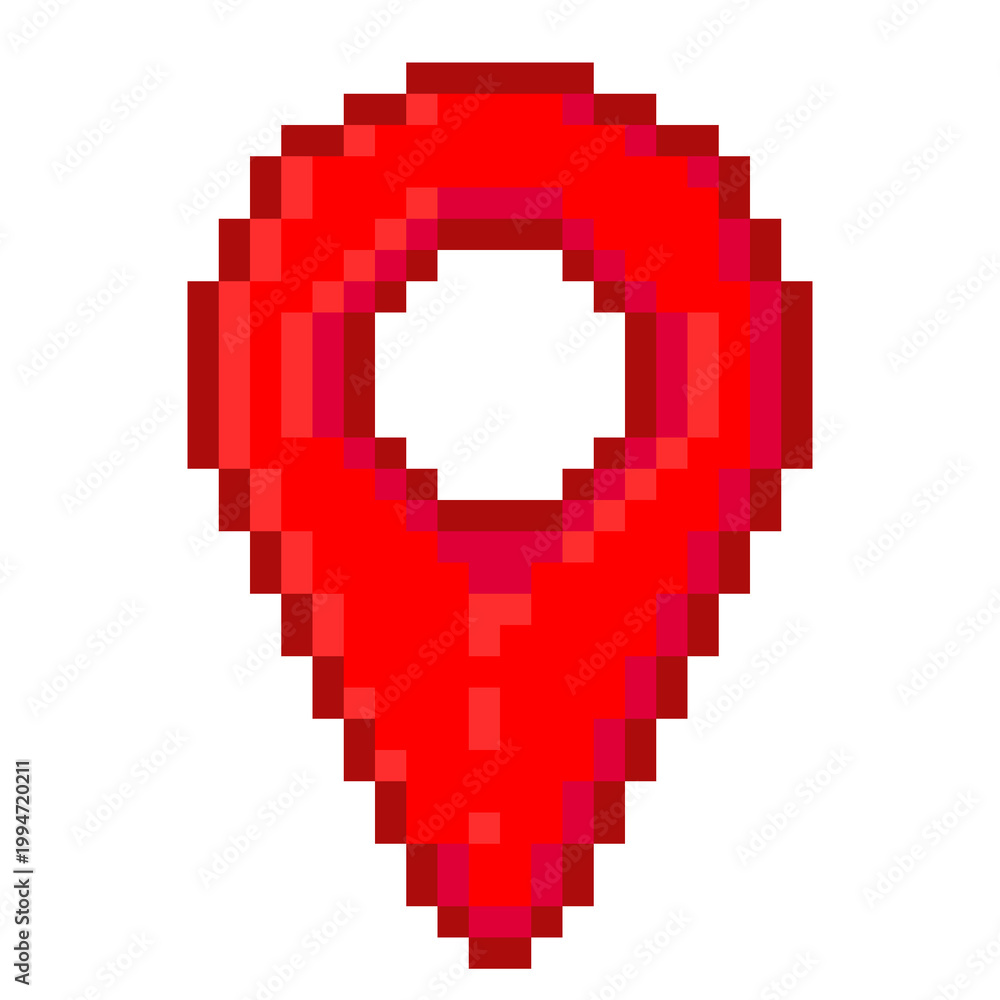 Naklejka premium Pixel Map Marker Icon – Navigation UI Element