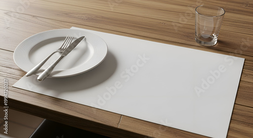 Table setting with white place mat.