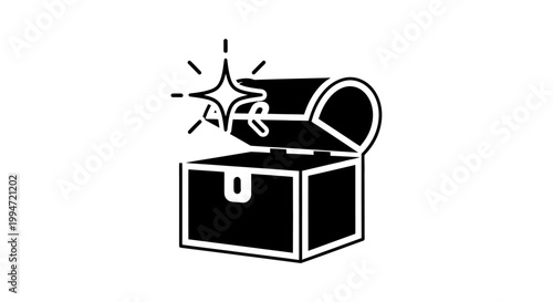 Black treasure chest with gold coins.