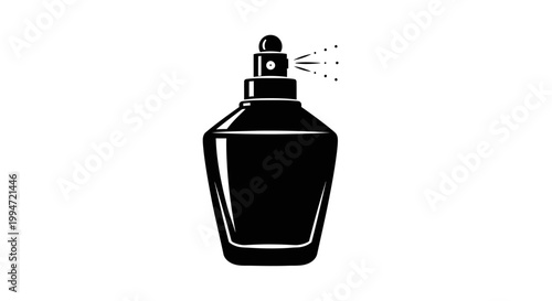 Black perfume bottle with spray.