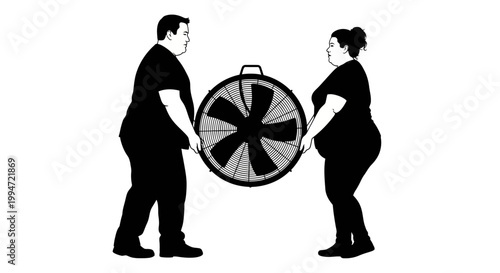 Two People Holding a Large Wheel Symbolizing Decisions and Choices.