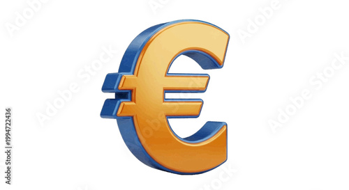 Vector illustration of 3d rendering of a golden euro currency symbol on a transparent background