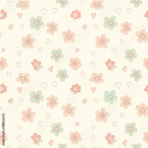Small Floral Seamless Pattern Pastel Flower Background