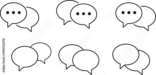 Set of chat and talk icon. Help desk and communication design. Speech bubble and messaging symbols. Online conversation and talk sign.