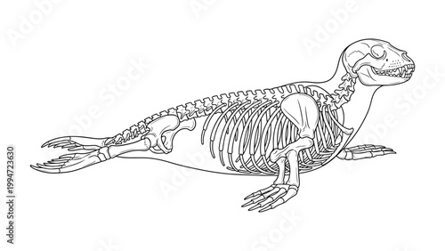 An illustration of a dinosaur skeleton lying on the ground in a natural environment.