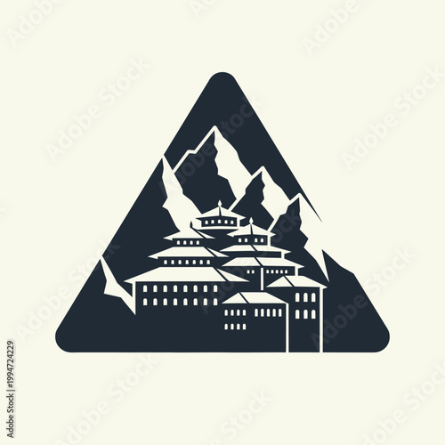 Buddhist monastery in the mountains.