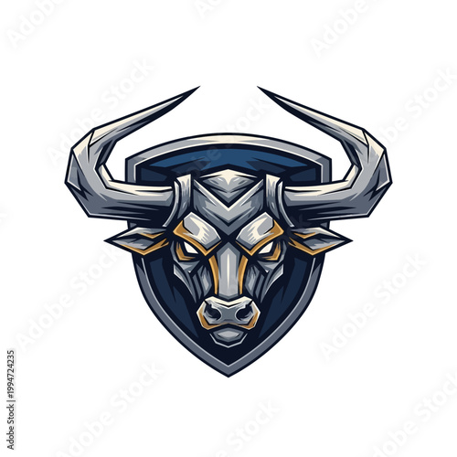 Bull head with silver armor helmet.