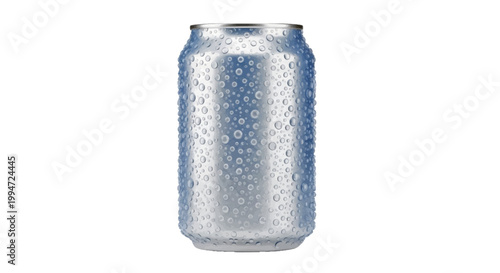 Vector illustration of cold aluminum soda can with water droplets on a transparent background