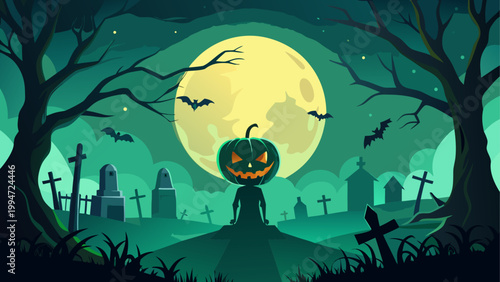 A spooky full moon rising over a dark forest with silhouetted trees