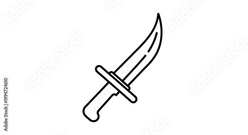 Curved Knife Icon - Simple Line Art Illustration