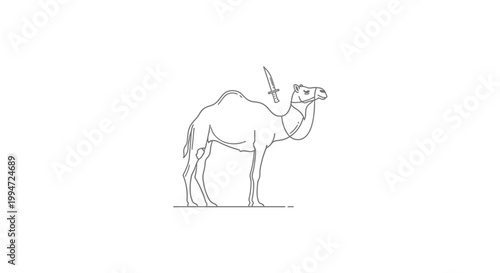 Camel with Sword Silhouette Illustration - Desert Adventure