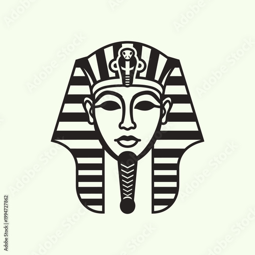 Egyptian Pharaoh Head Illustration Black.