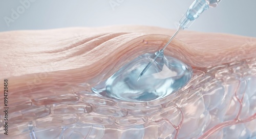 Dermal filler injection lifting skin wrinkle 3D render