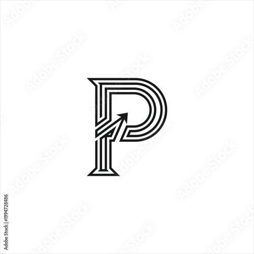 Letter p with arrow graphic