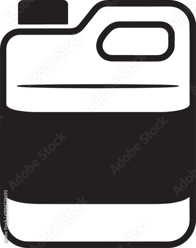 Black and white simple line of a plastic jug with handle container liquid
