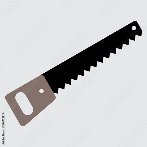 Hand saw vector illustration for woodworking and construction timber cutting.