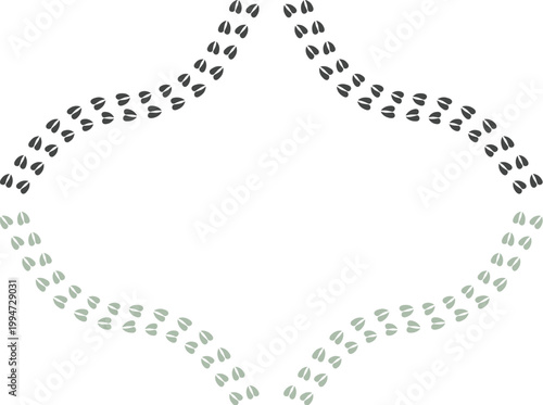 Animal footprints icon set forming creative shapes including heart and patterns on white background. Variety of paw and bird tracks ideal for wildlife themes, nature design.