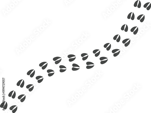 Animal footprints icon set forming creative shapes including heart and patterns on white background. Variety of paw and bird tracks ideal for wildlife themes, nature design.