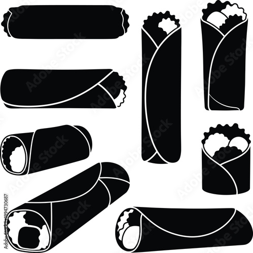 Black and white sushi rolls food japanese cuisine