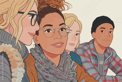 Group of Diverse Young Friends in Cozy Attire