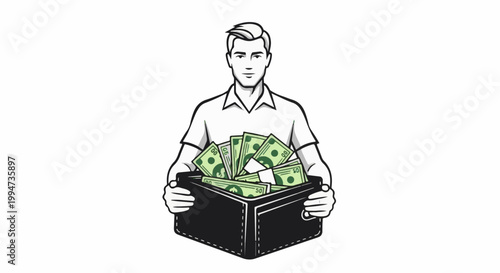 Person holding a wallet overflowing with cash