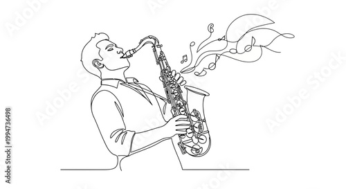 Man playing a saxophone with passion.