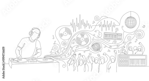 Man Mixing Music at DJ Booth.