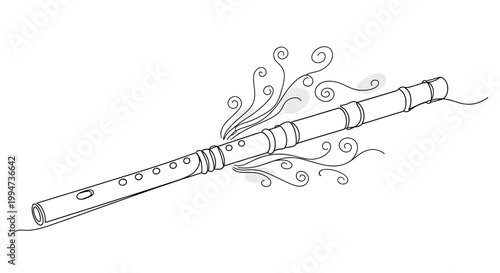 Traditional Indian Musical Instrument Flute.