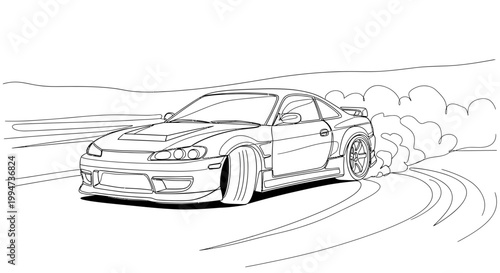 Car Drifting on a Road Track.