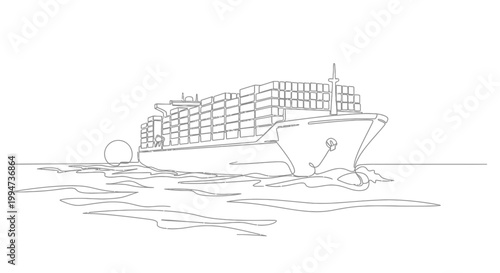 Large cargo ship sailing on water.