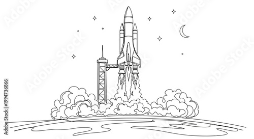 Space Shuttle Launching Into Orbit.